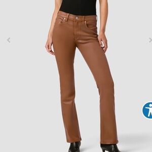 Hudson Barbara High Rise Baby Bootcut Coated Jeans Size 33/16 Caramel Cafe